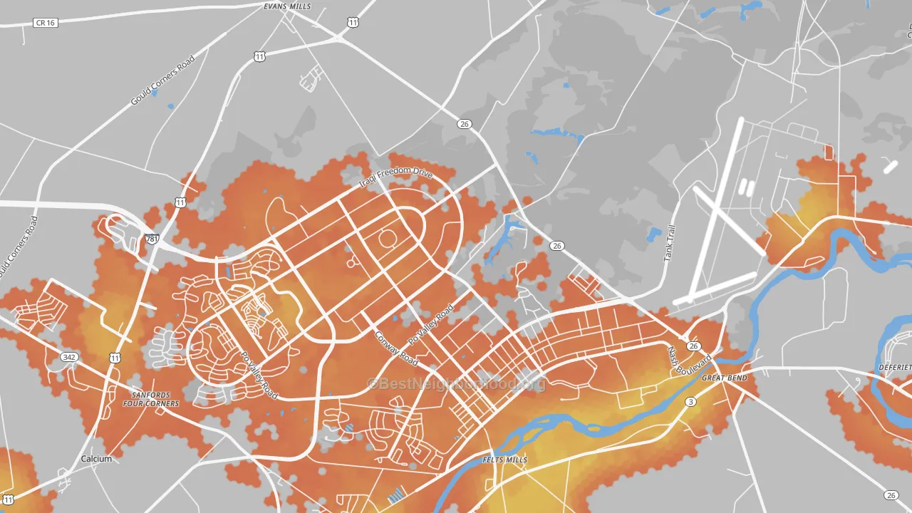 Bike Grade map of 13602, NY