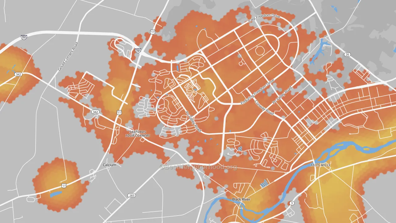 Bike Grade map of 13603, NY