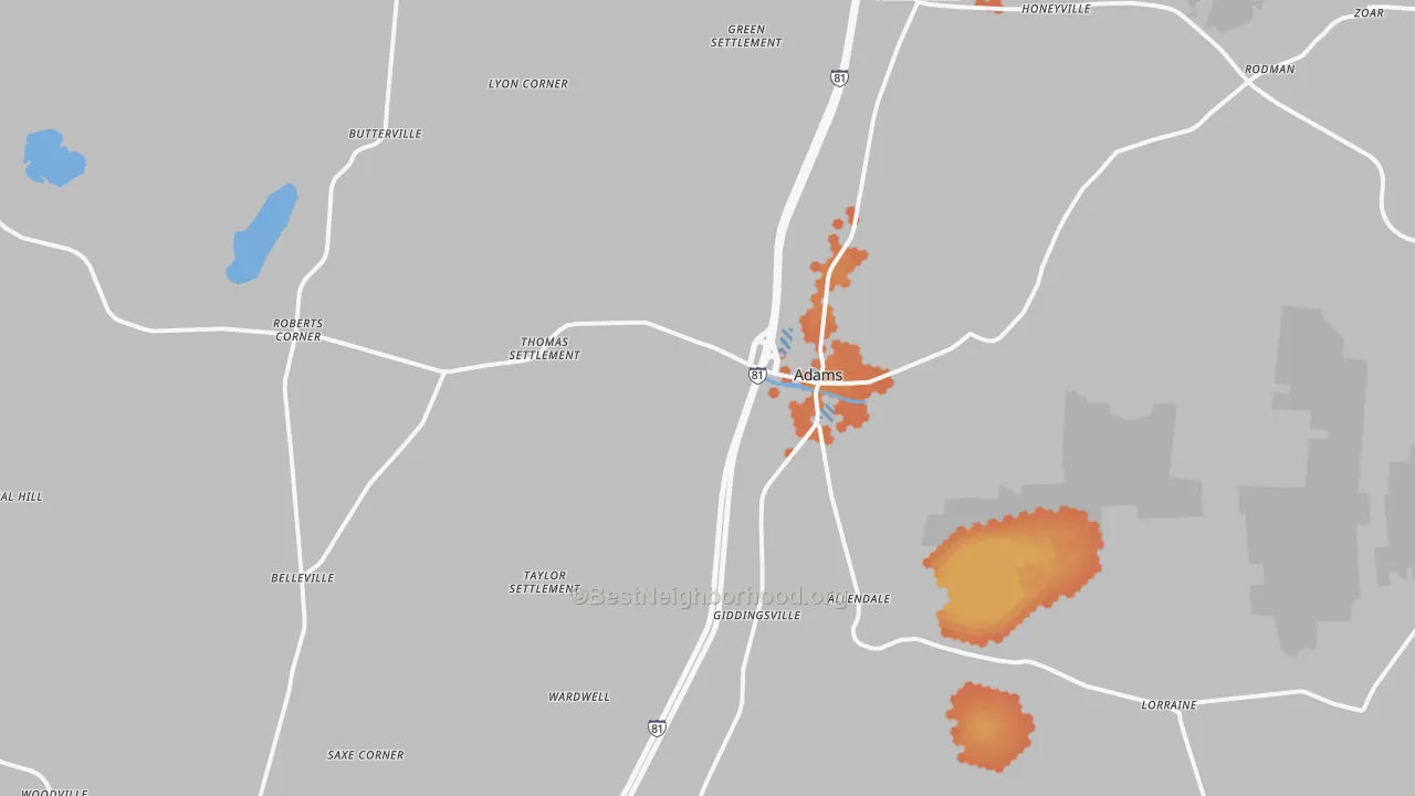 Bike Grade map of 13605, NY