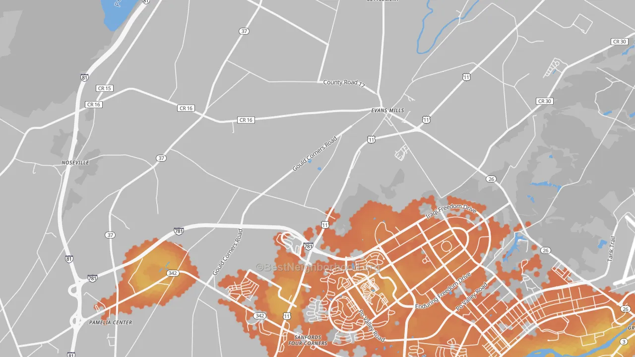 Bike Grade map of 13637, NY
