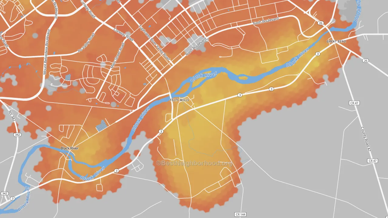 Bike Grade map of 13638, NY