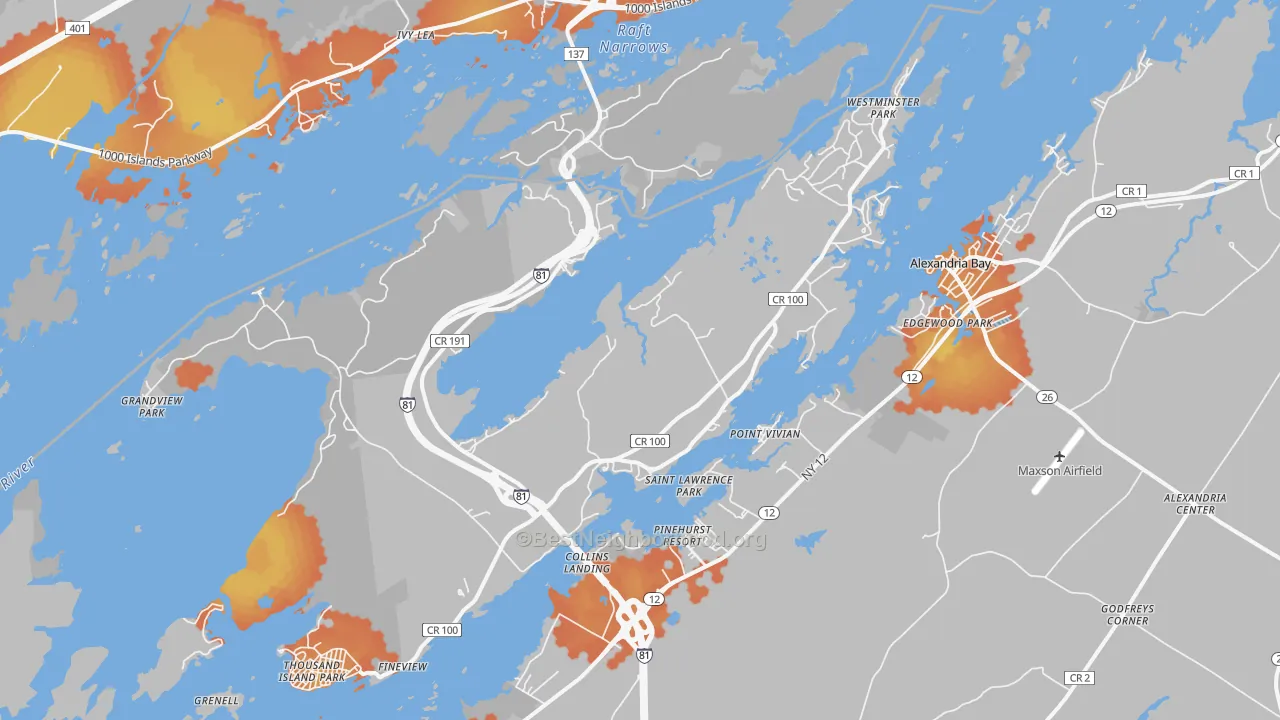 Bike Grade map of 13640, NY