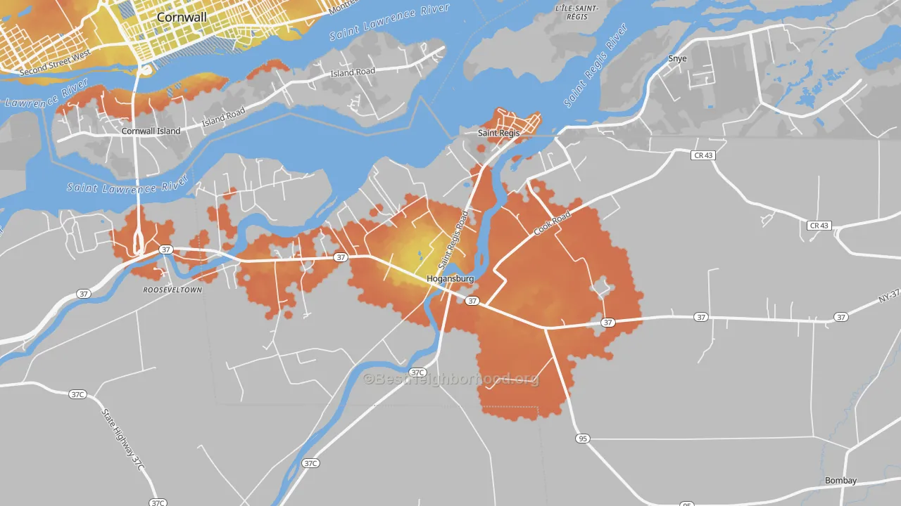 Bike Grade map of 13655, NY