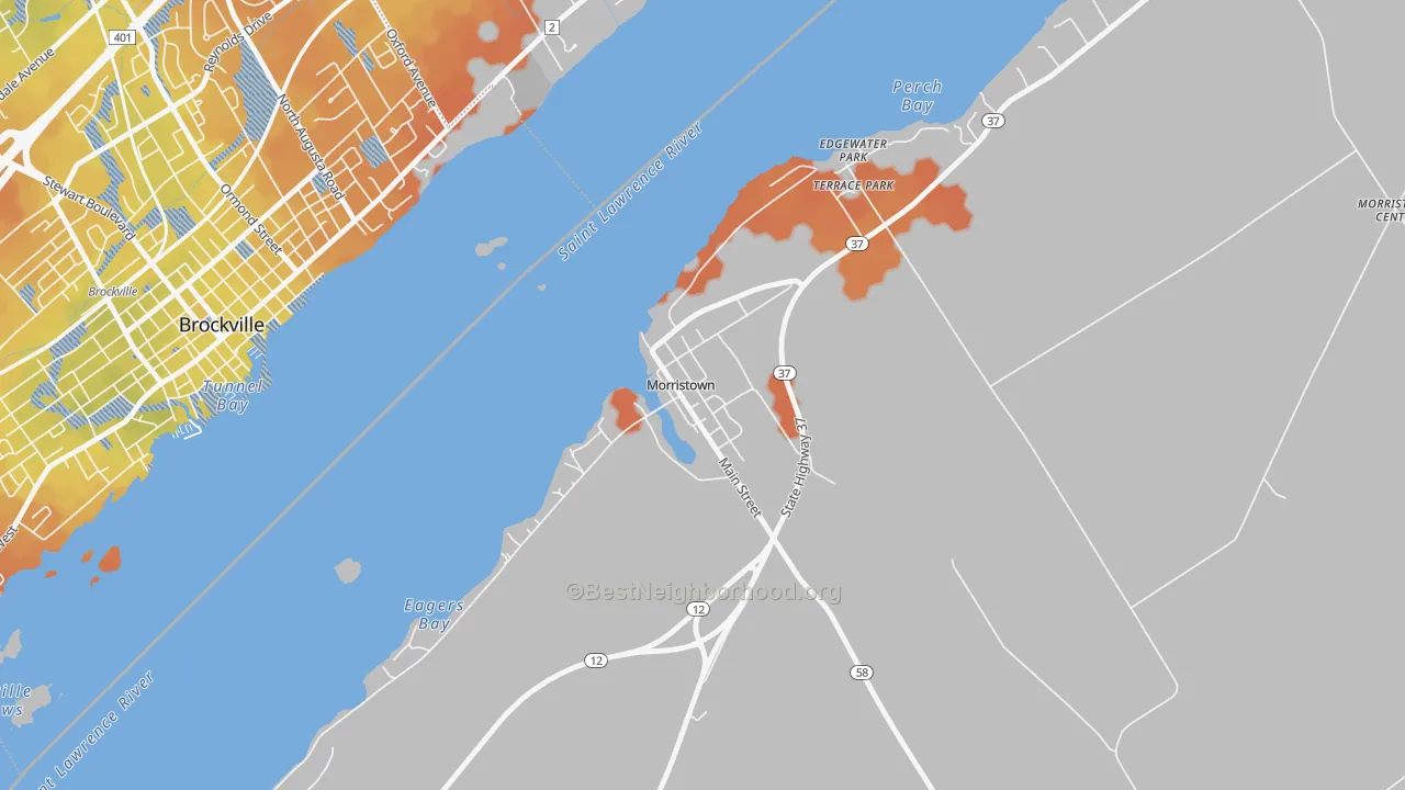 Bike Grade map of 13664, NY