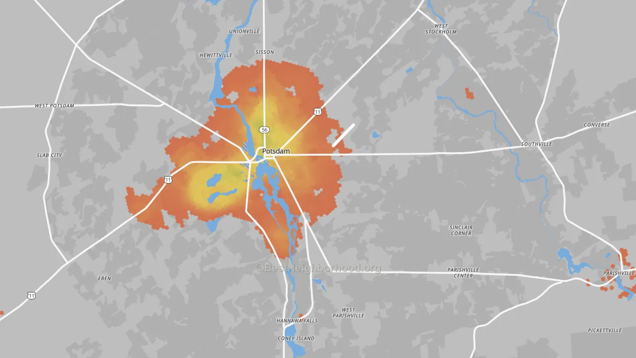 Bike Grade map of 13676, NY
