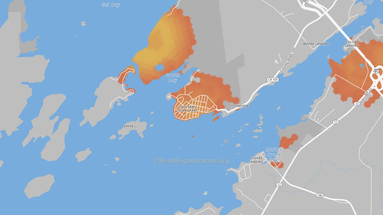 Bike Grade map of 13692, NY