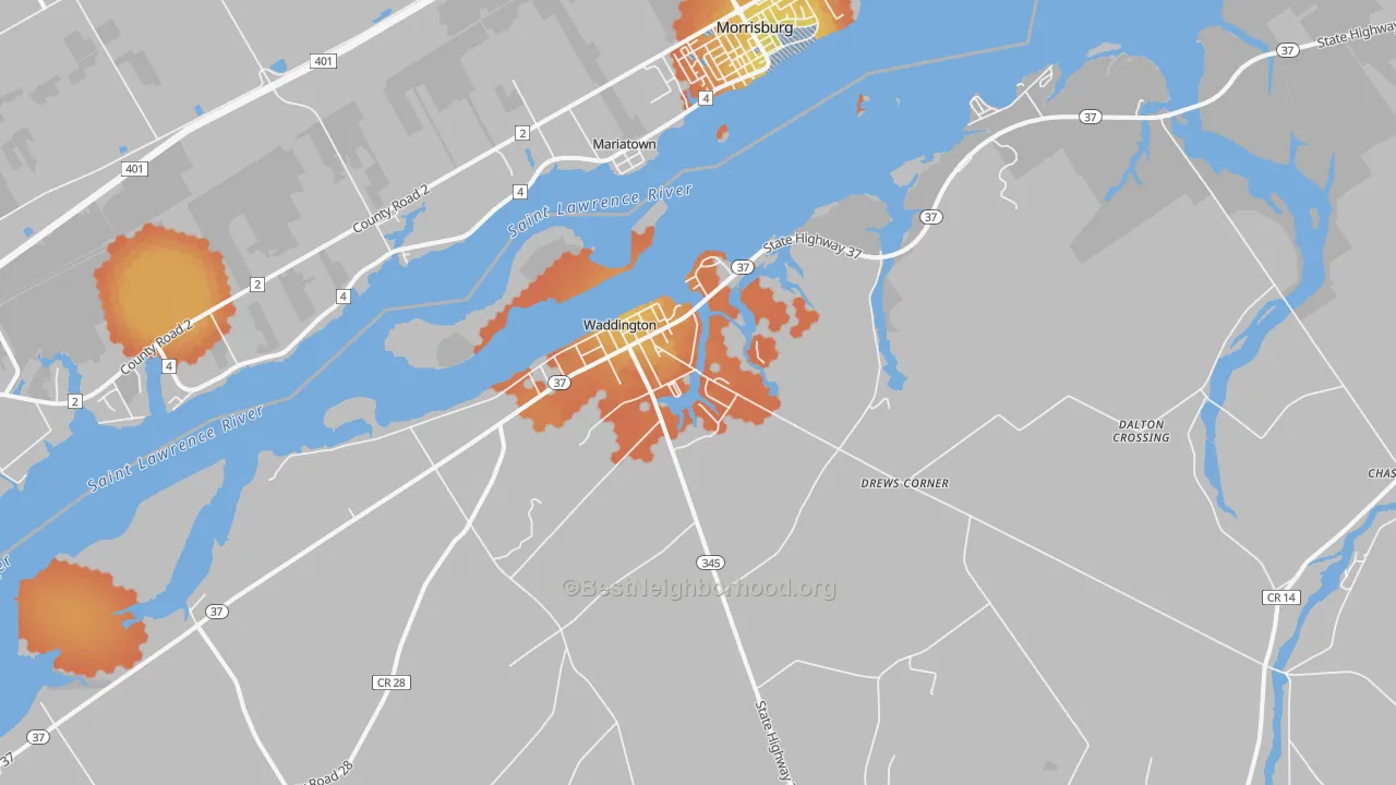Bike Grade map of 13694, NY