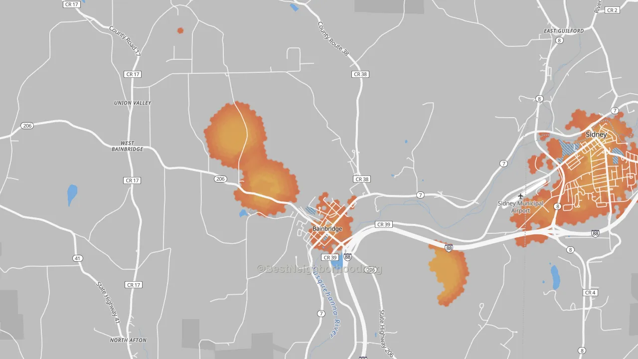 Bike Grade map of 13733, NY
