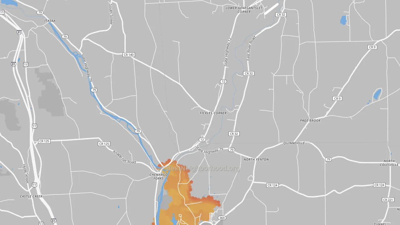 Bike Grade map of 13746, NY