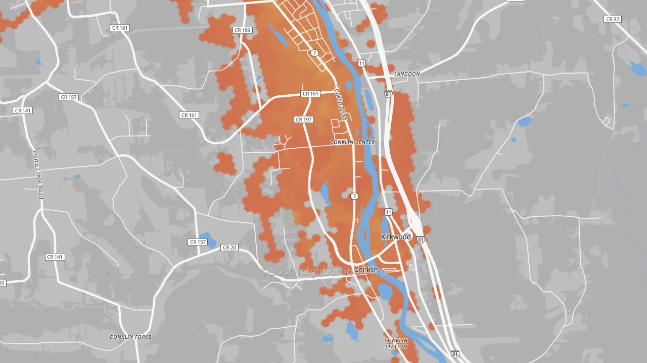 Bike Grade map of 13748, NY