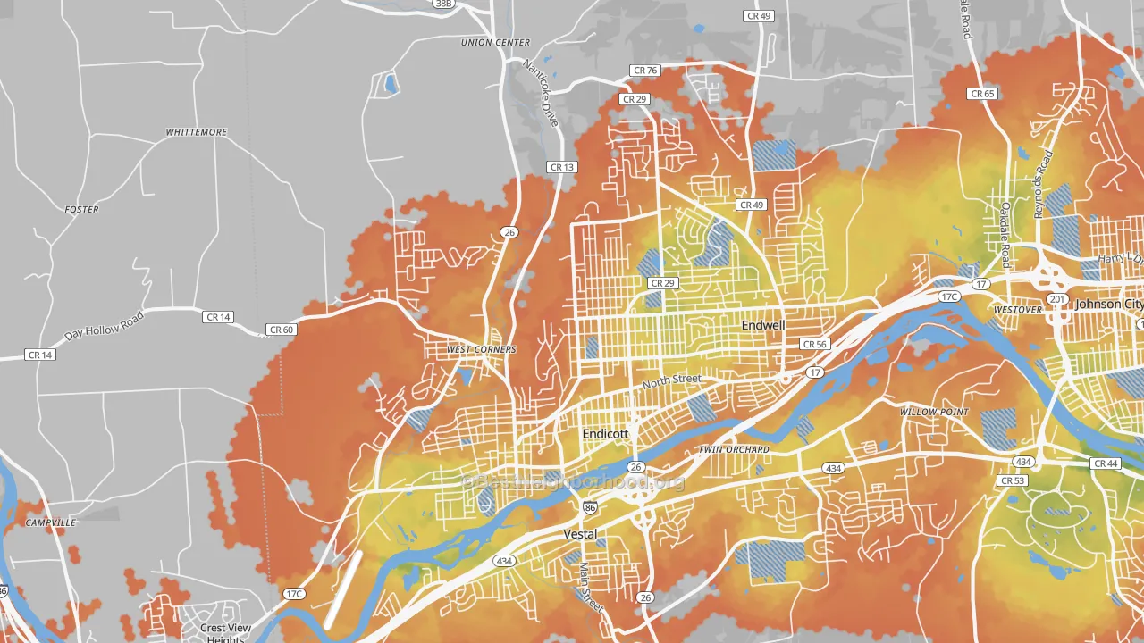 Bike Grade map of 13760, NY