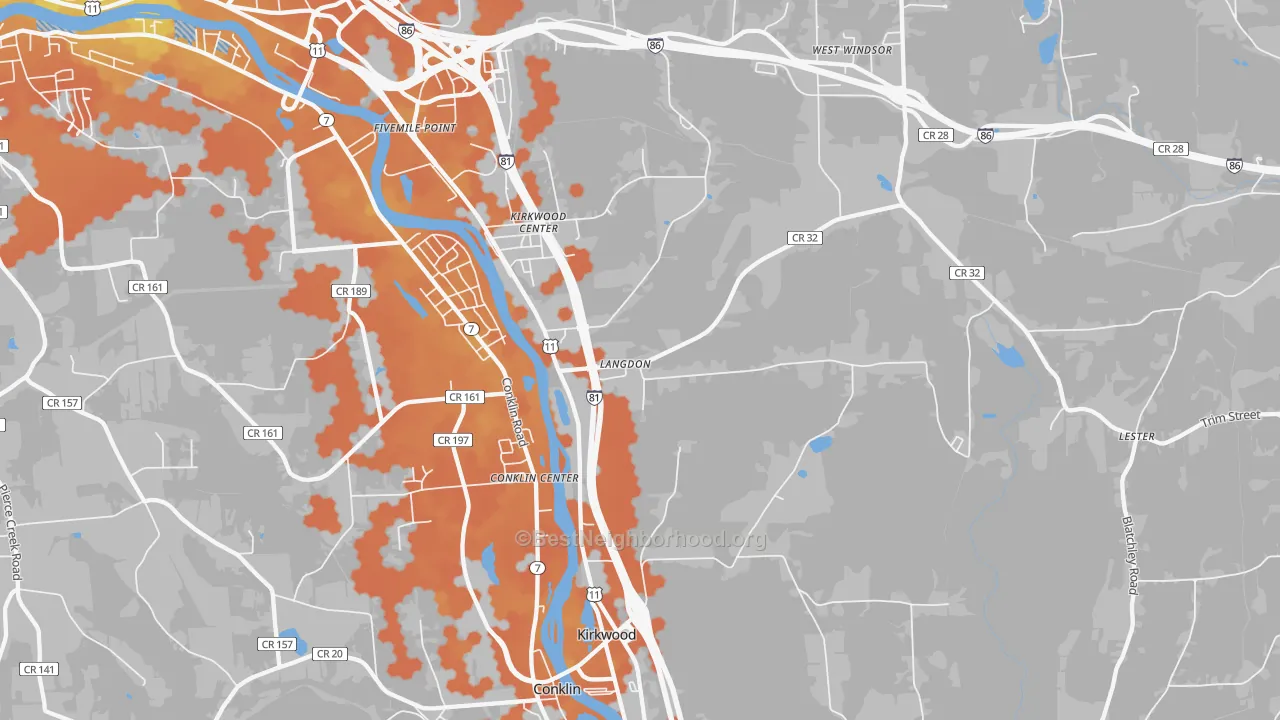 Bike Grade map of 13795, NY