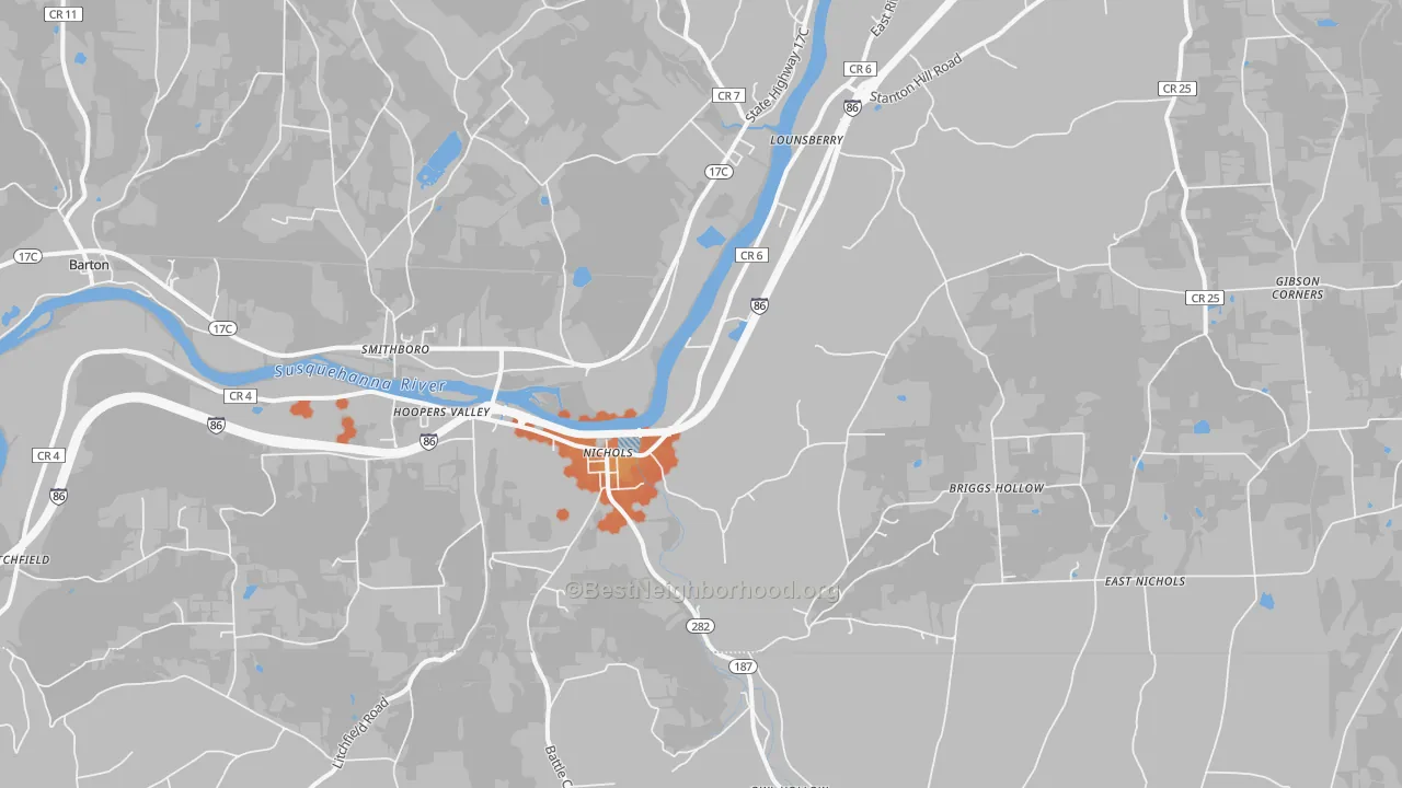 Bike Grade map of 13812, NY