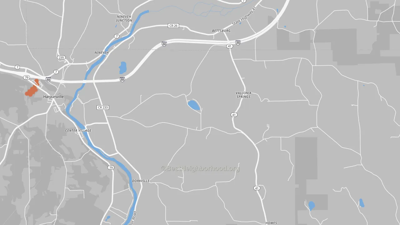 Bike Grade map of 13813, NY