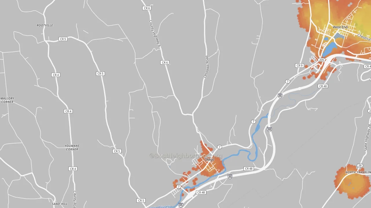 Bike Grade map of 13825, NY