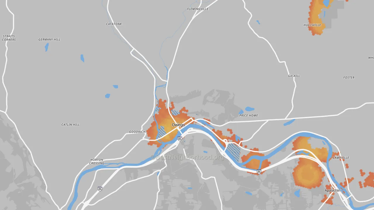 Bike Grade map of 13827, NY