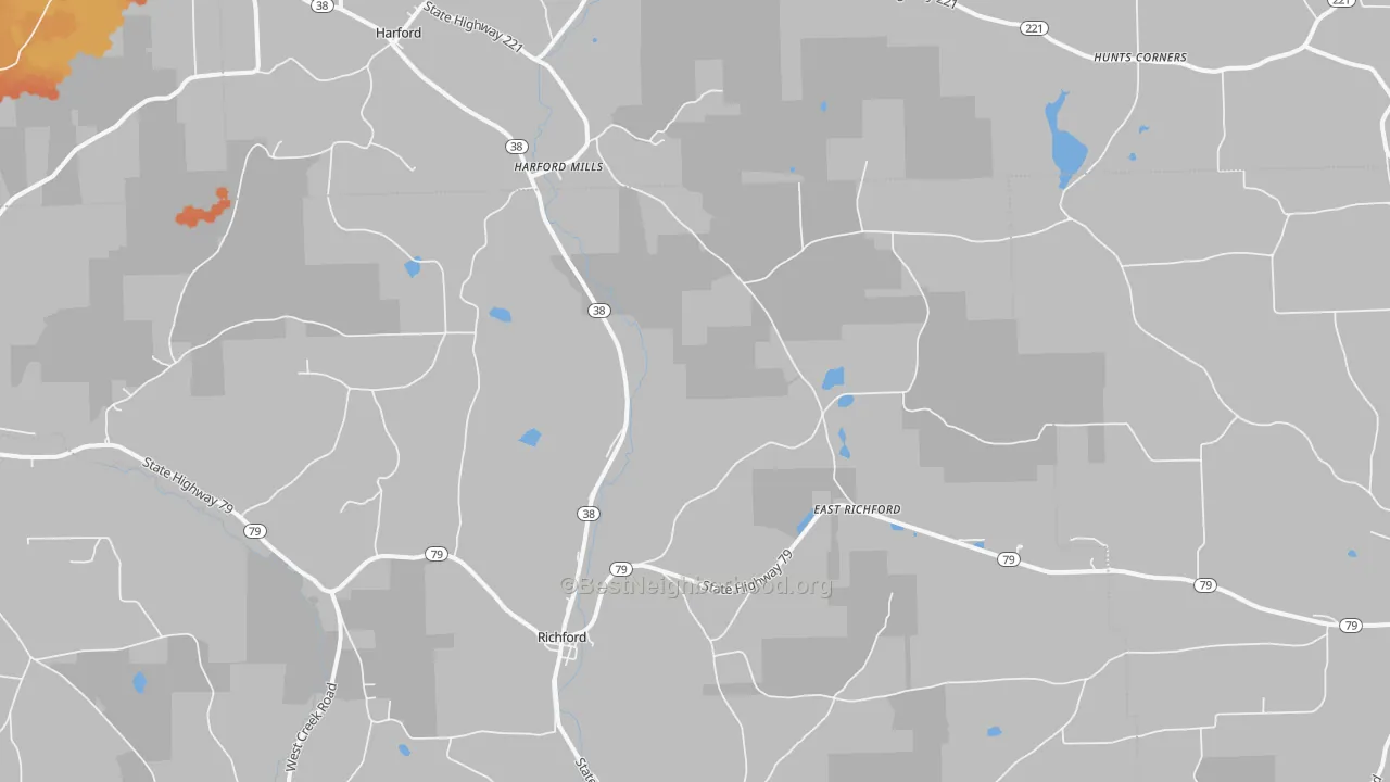 Bike Grade map of 13835, NY