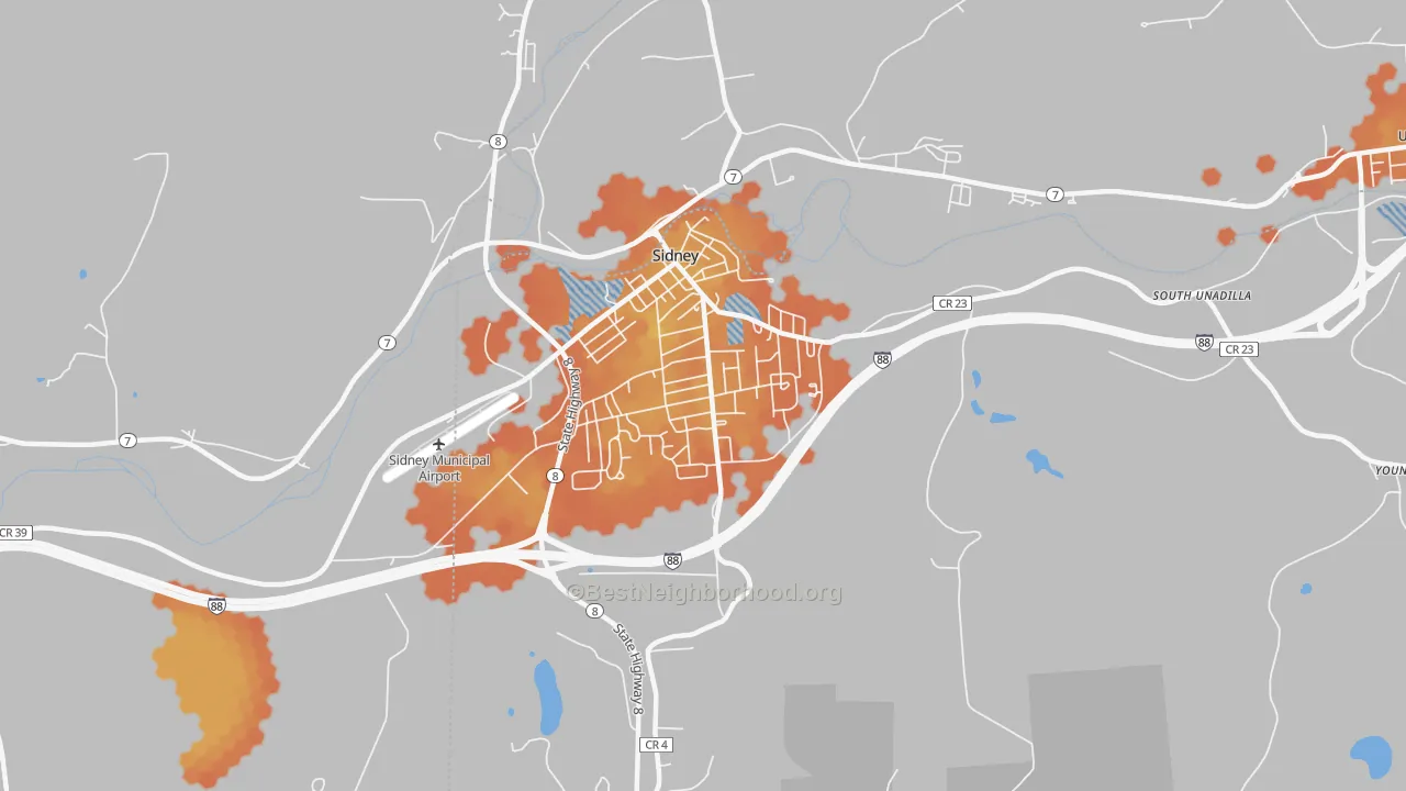 Bike Grade map of 13838, NY