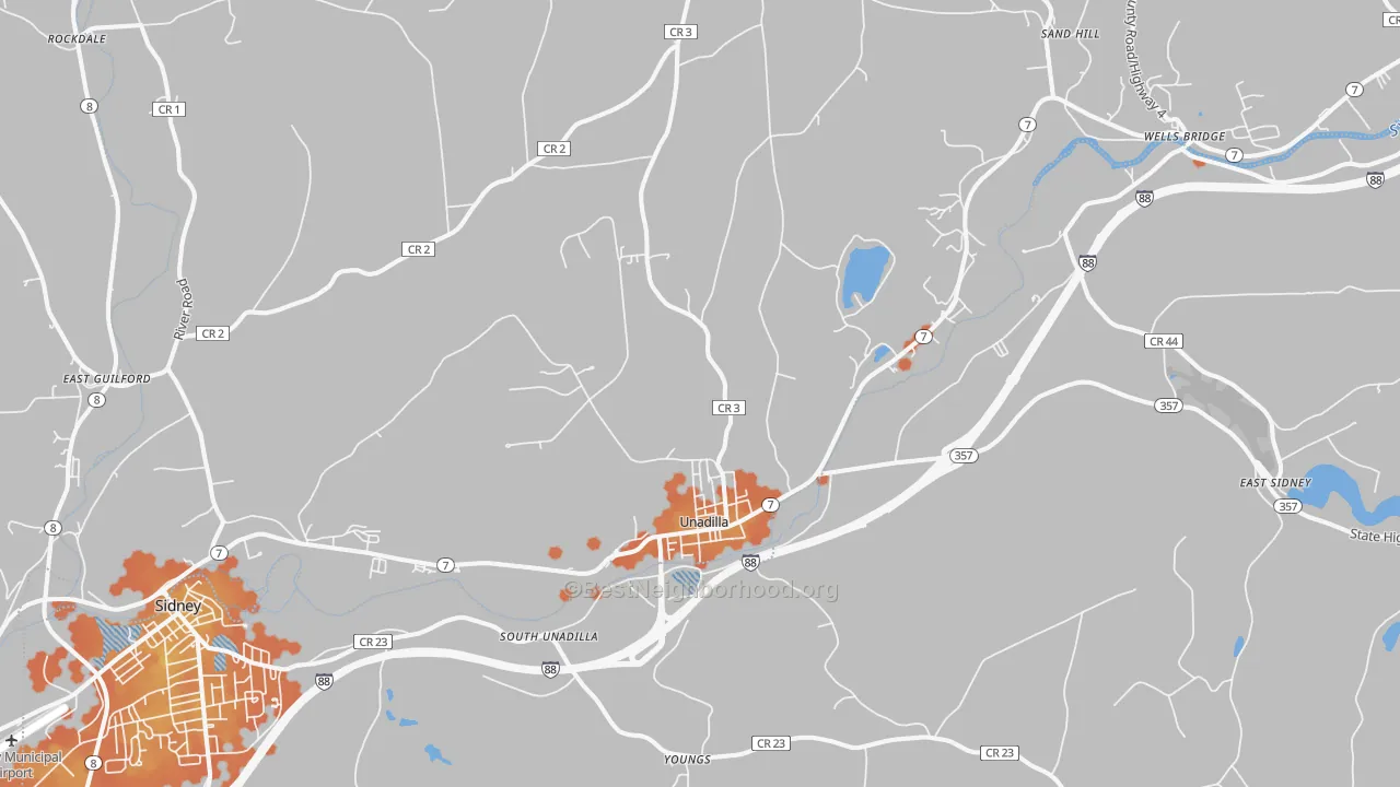 Bike Grade map of 13849, NY