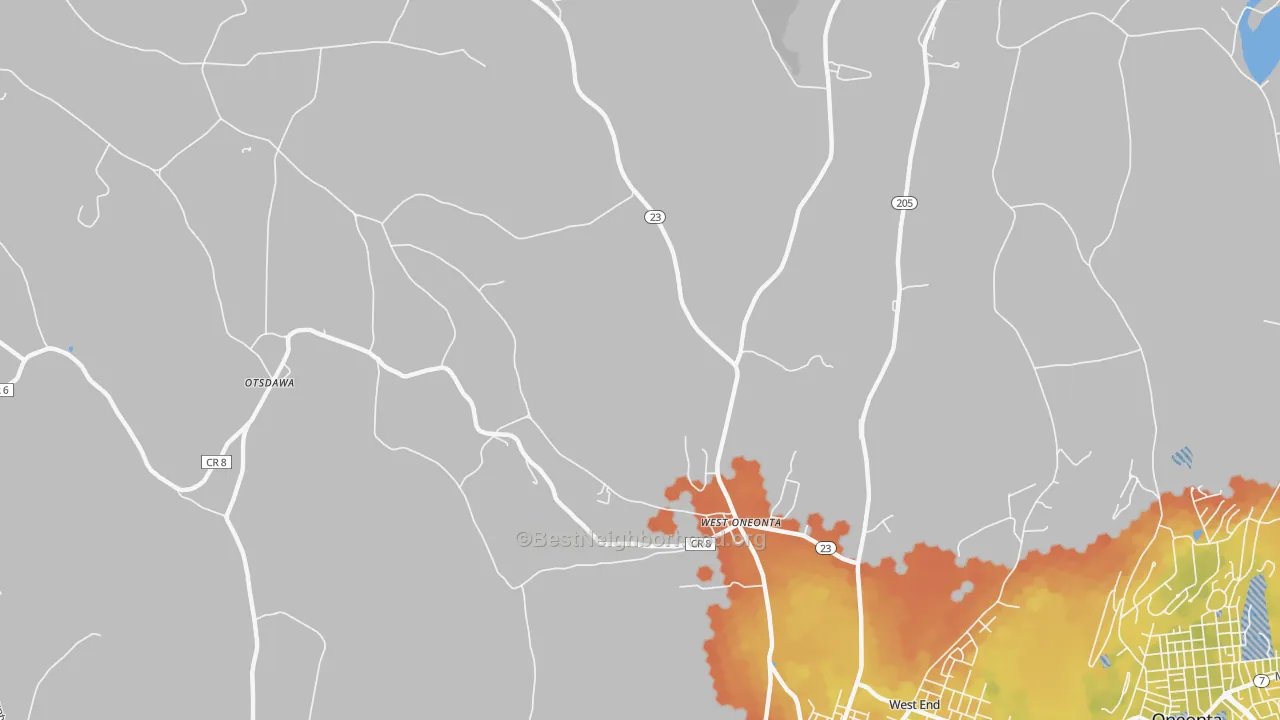 Bike Grade map of 13861, NY