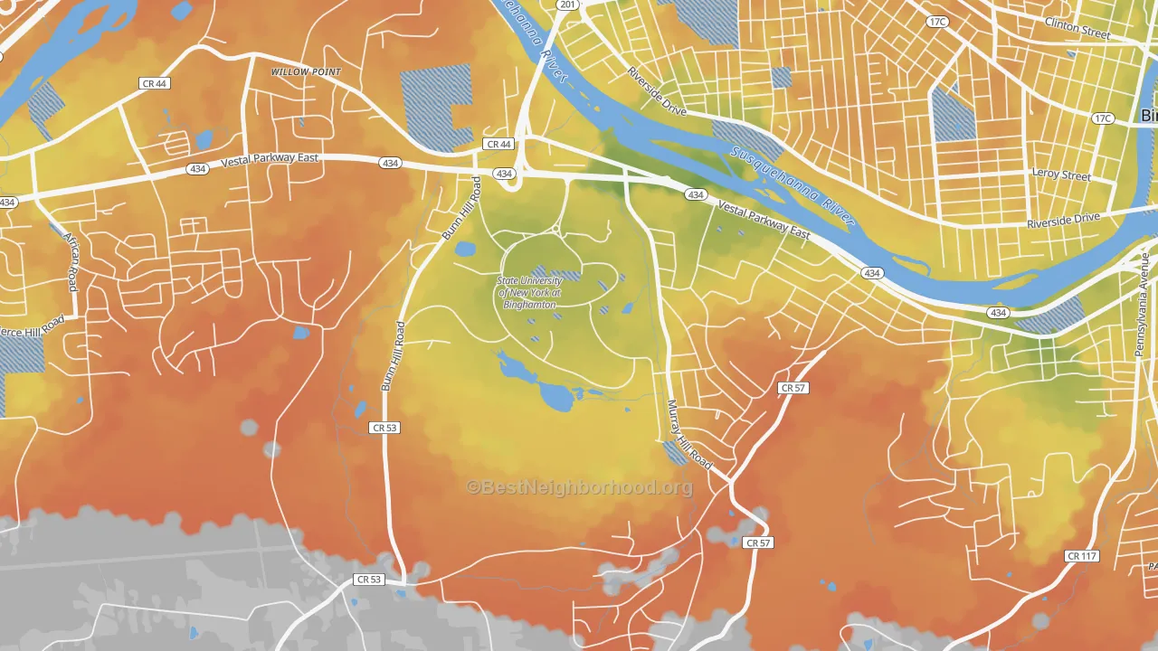 Bike Grade map of 13902, NY