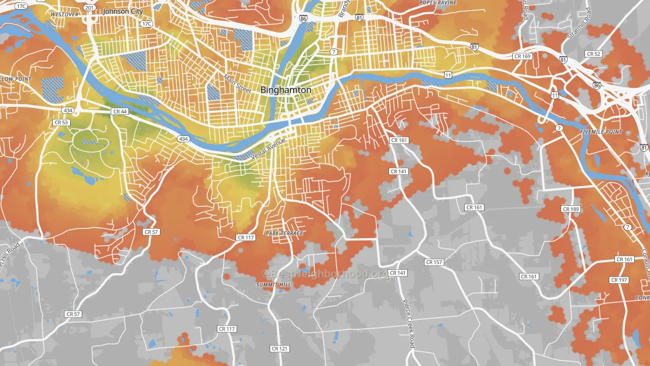Bike Grade map of 13903, NY