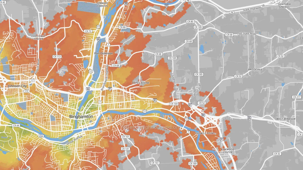Bike Grade map of 13904, NY