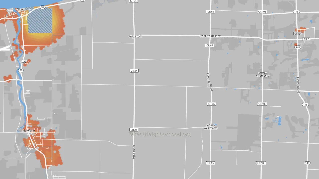 Bike Grade map of 14008, NY