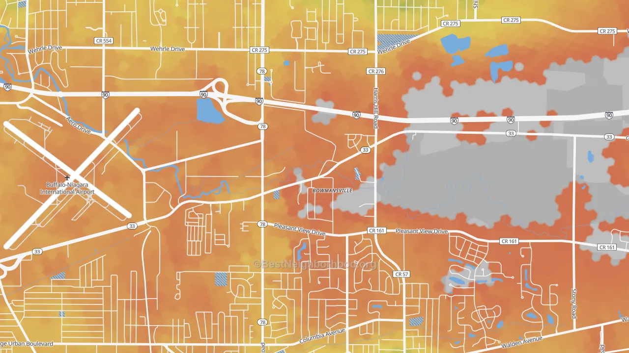 Bike Grade map of 14026, NY