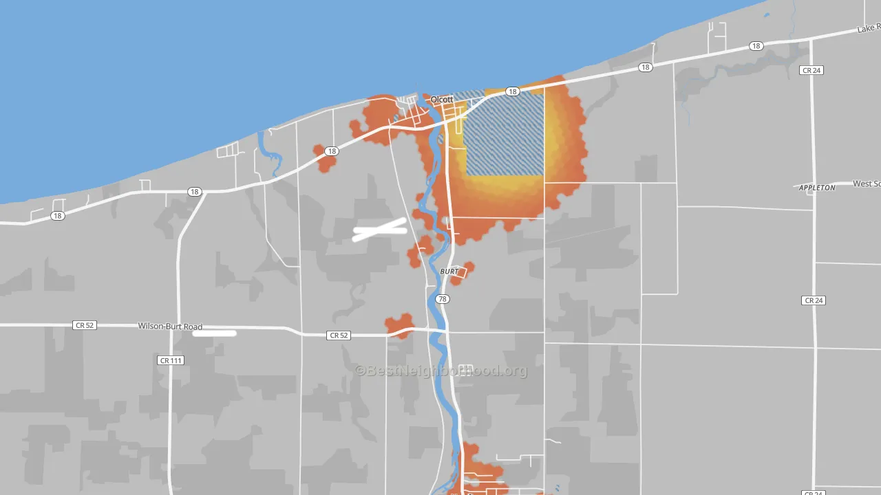 Bike Grade map of 14028, NY