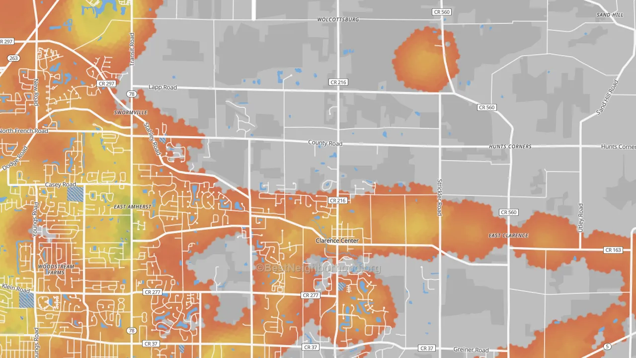 Bike Grade map of 14032, NY