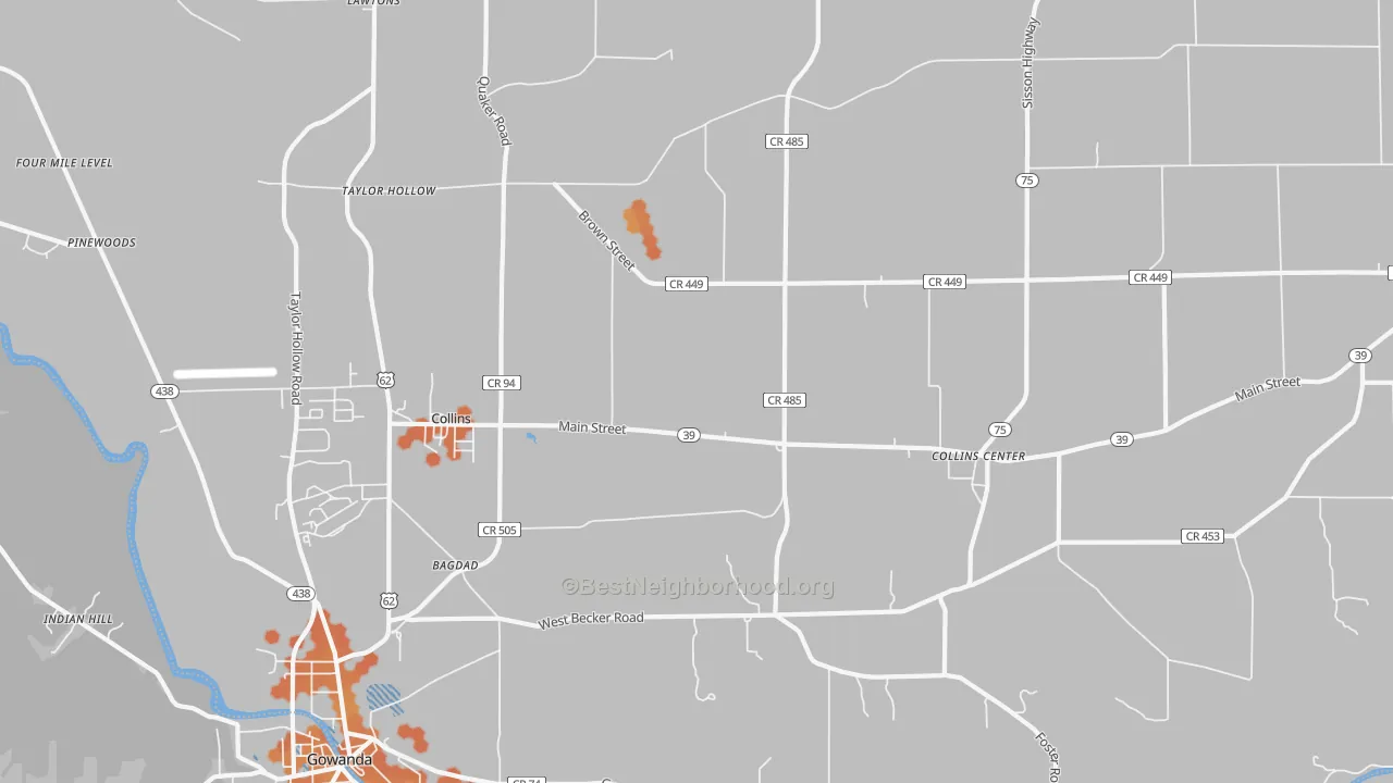Bike Grade map of 14034, NY