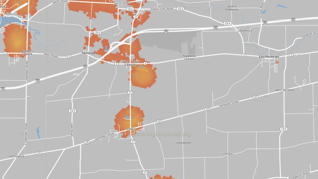 Bike Grade map of 14036, NY