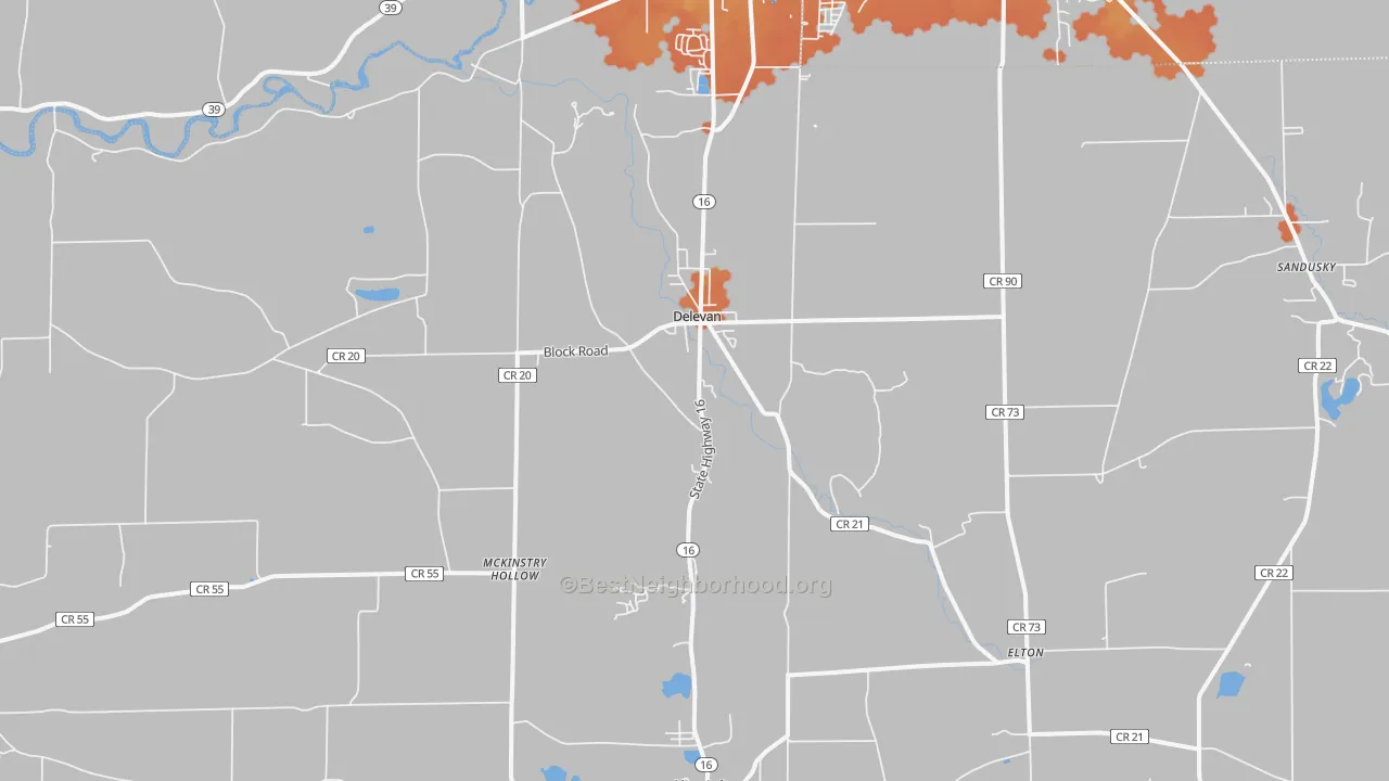 Bike Grade map of 14042, NY