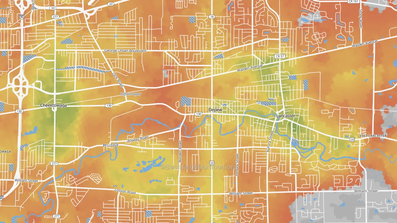Bike Grade map of 14043, NY