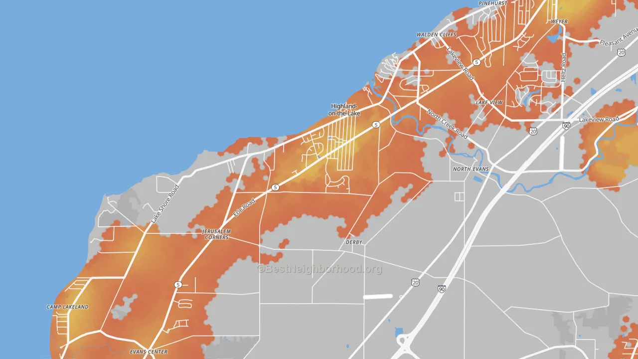 Bike Grade map of 14047, NY