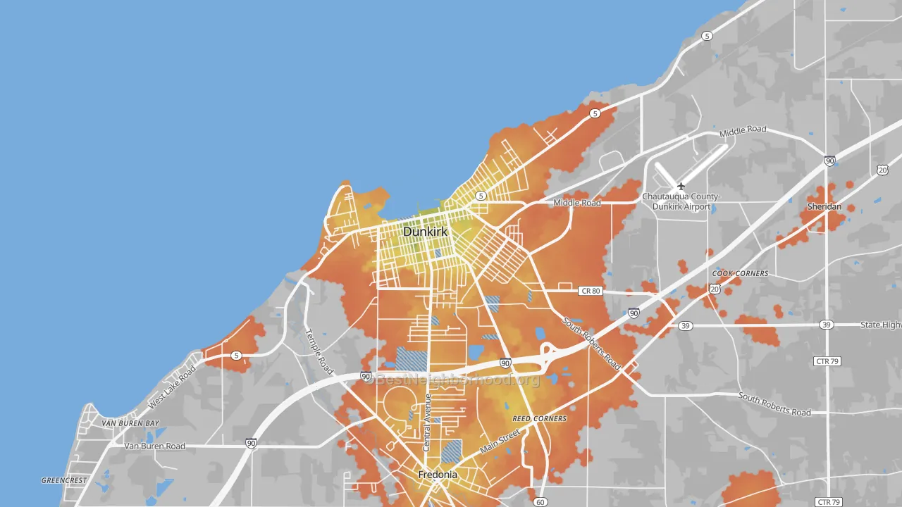 Bike Grade map of 14048, NY