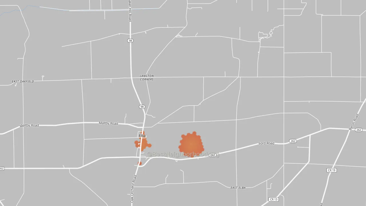 Bike Grade map of 14058, NY