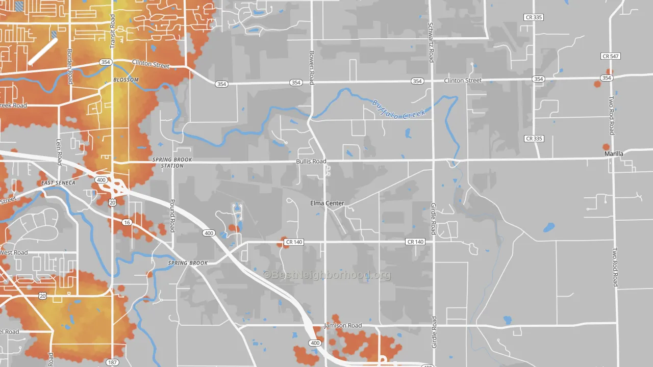 Bike Grade map of 14059, NY