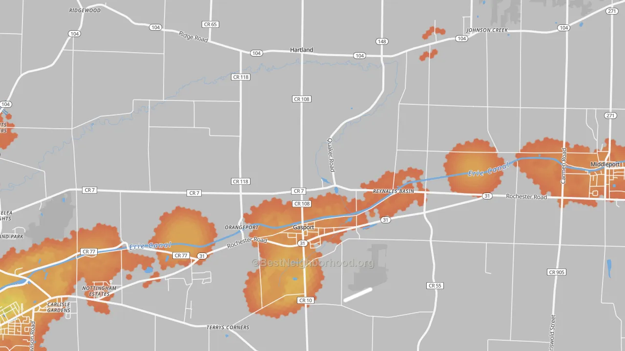Bike Grade map of 14067, NY