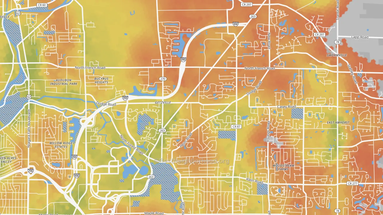 Bike Grade map of 14068, NY