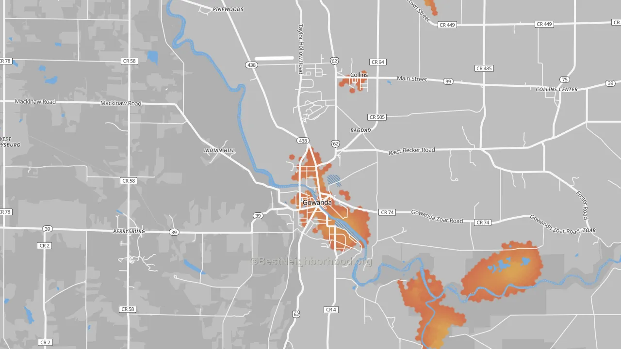 Bike Grade map of 14070, NY