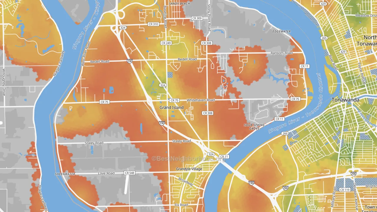 Bike Grade map of 14072, NY