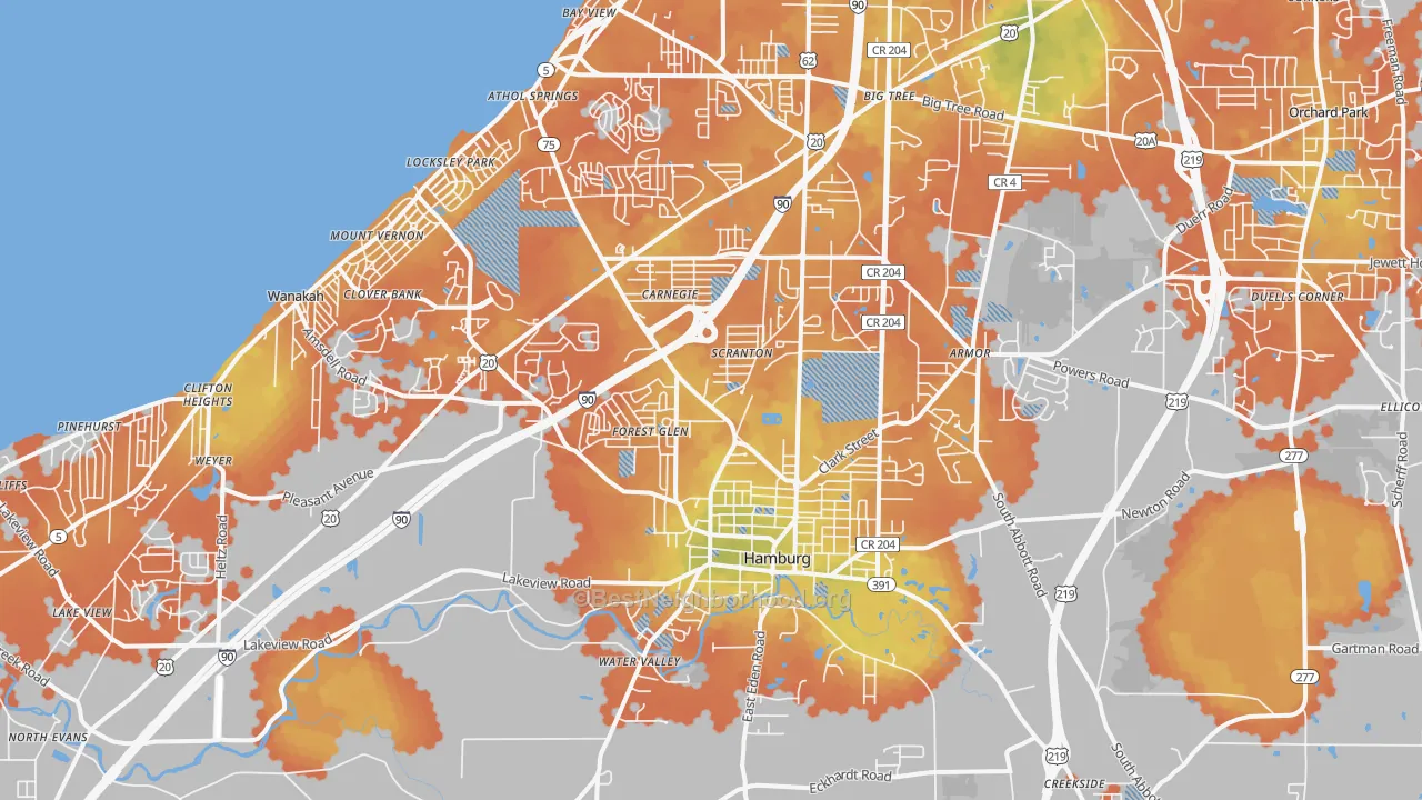 Bike Grade map of 14075, NY