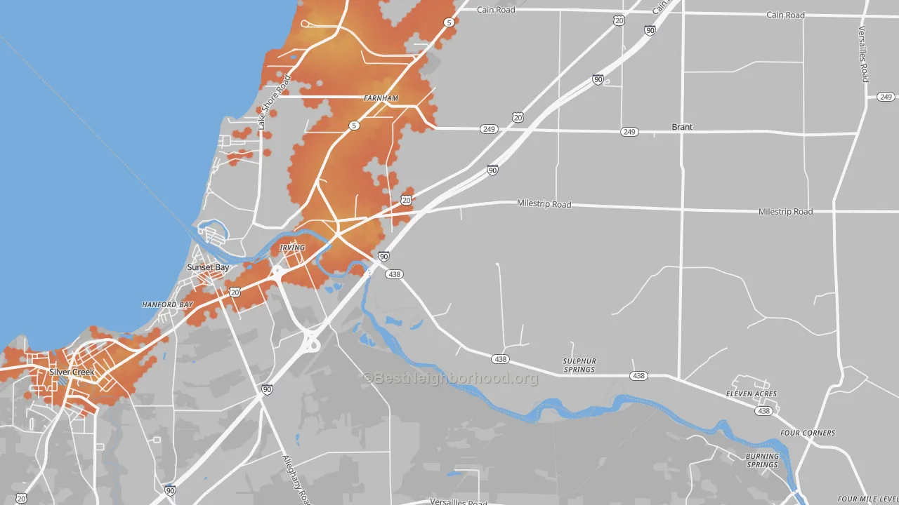 Bike Grade map of 14081, NY