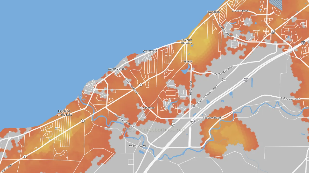 Bike Grade map of 14085, NY