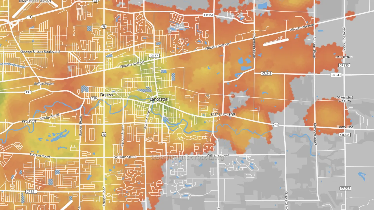 Bike Grade map of 14086, NY