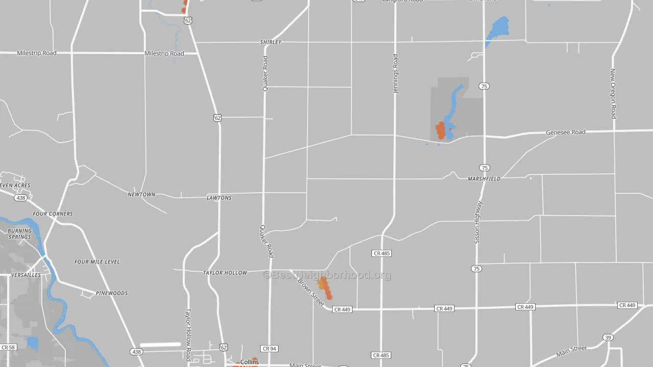 Bike Grade map of 14091, NY
