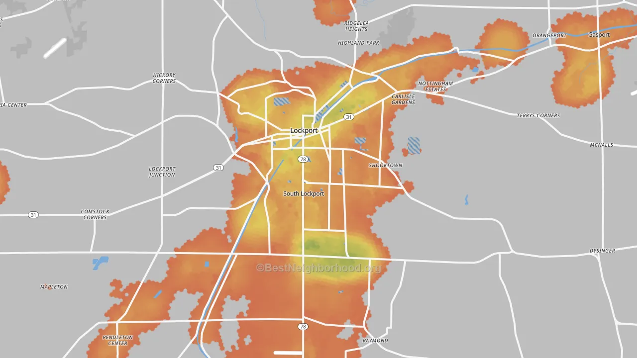 Bike Grade map of 14094, NY