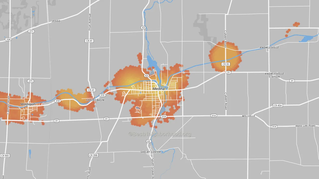 Bike Grade map of 14103, NY